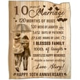 thumbnail image 1 of 10th Wedding Anniversary Blanket Gift, 10th Marriage Anniversary Blanket Gift Flannel 50"x60" Throw Blanket for Wife Husband, 1 of 6