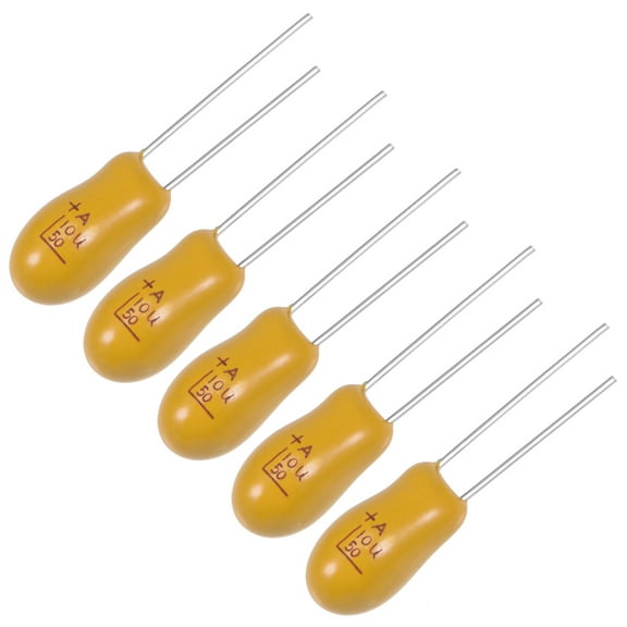 10uF Tantalum Capacitor 50V 2 Pin Yellow Radial Dipped Tantalum Bead Capacitors 5pcs