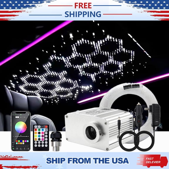 BESTUND 10W Twinkle effect+APP-Controlled Starlight Headliner Kit for Star Ceiling Sky Light Car Home Roof,RGBW Light Engine+Optical Fiber Cable 550pcs*0.03in*13.1ft