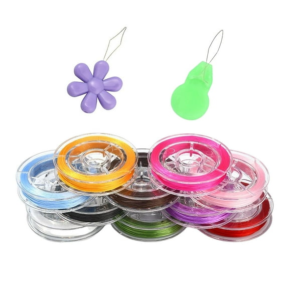 10x 0.8mm Beading Cord Rope, Jewelry Cord String, Stretch Wire Colored Crystal Elastic String for Jewelry Making Bracelet DIY Accessories