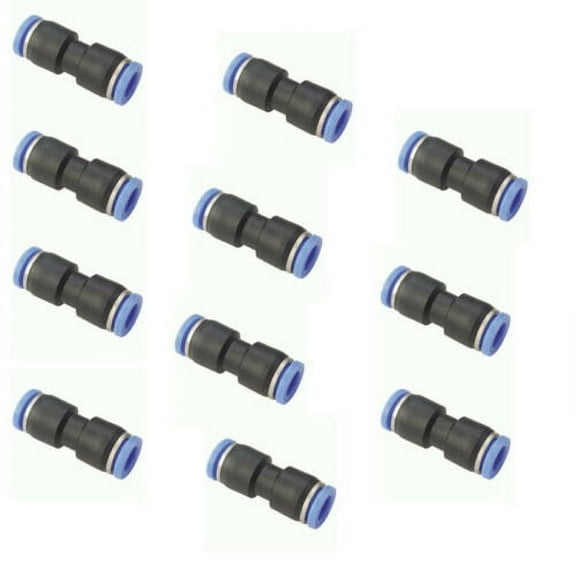 10x 1/4" OD Tube Pneumatic Straight Union Connector, Push To Connect Air Fitting