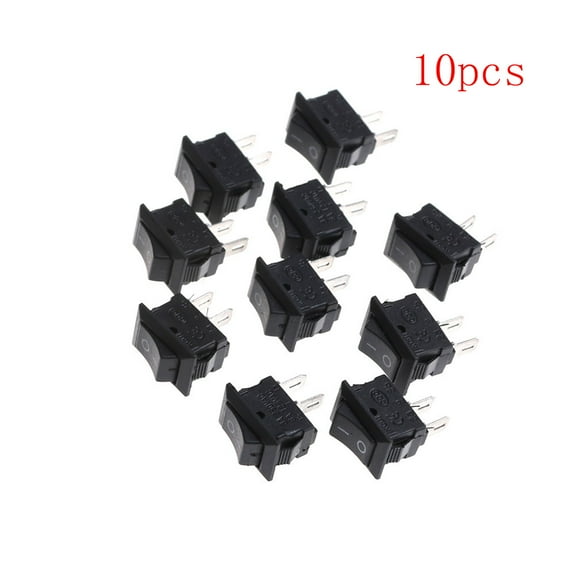 10x 10*15MM Small Black Rocker Switch KCD1-11 250VAC/3A 6A 125V AC 2P Switche-WL