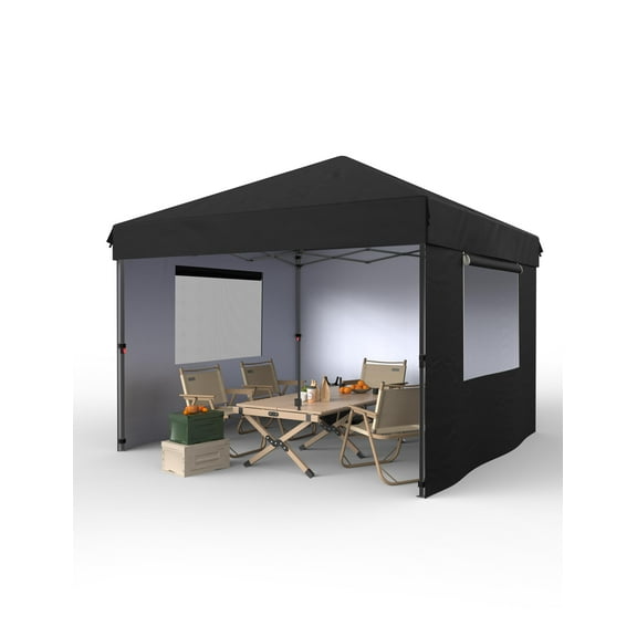 10x 10 FT Pop Up Canopy Tent, Outdoor Pop Up Commercial Canopy with 3 Removable Sidewalls, Heavy Duty Commercial Instant Tent for Farmer Market, Craft Fair, Event, Vendor, 7 Colors Available