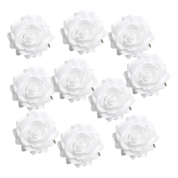 10x 10cm Silk Artificial Rose Buds Flower Head For Wedding Decoration DIY Wreath white