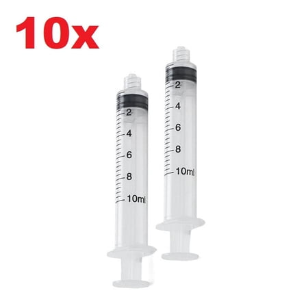 10x 10mL Plastic Syringe Luer Lock Screw Tip Liquid Animal Feeder Sterile 10cc