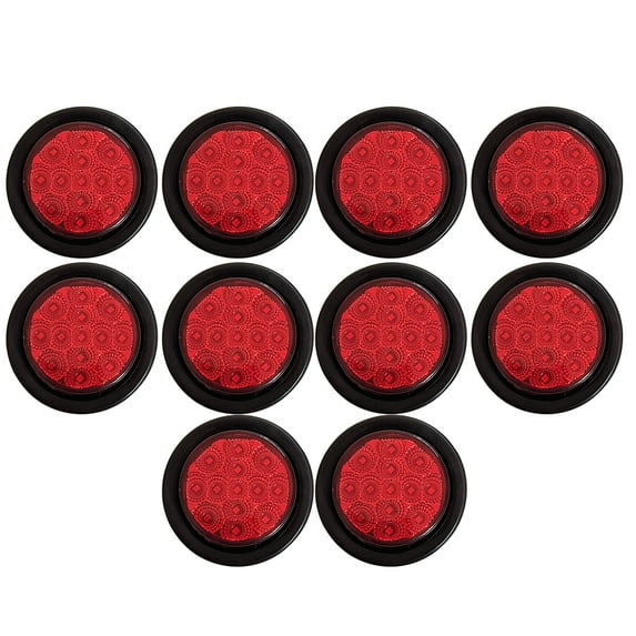 10x 2.5 Round Red Led Clearance Side Marker Lights Kit 13 Diodes Light Grommet Wire Pigtail Truck Trailer Rv Flush Mount Waterproof 12V Sealed, 2.5 Round Led Marker Lights