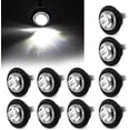 thumbnail image 1 of 10x 3/4" Round LED Clearence Light Front Rear Side Marker Indicators Light for Truck Car Bus Trailer Van Caravan Boat, Taillight Brake Stop Lamp (White, 12V), 1 of 13