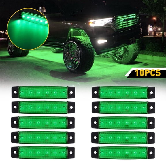 10x 3.8" Smoked Green Side Marker Clearance Lights 6 LED for Truck Trailer Boat