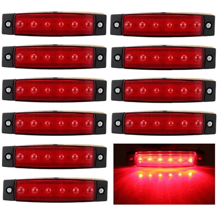 10x 3.8" Smoked Red Side Marker Clearance Lights 6 LED for Truck Trailer Boat
