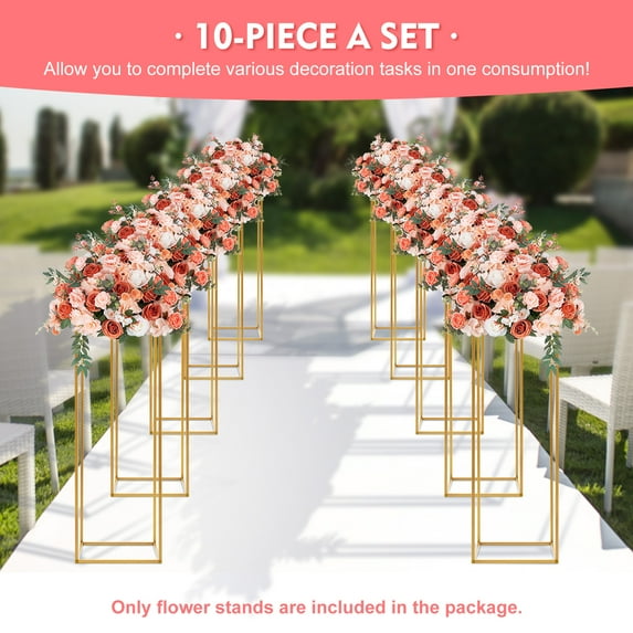 10x 31.5” x 10.6” x 10.6” Gold Carbon Steel Plant Stand with Modern Design, 10 Count