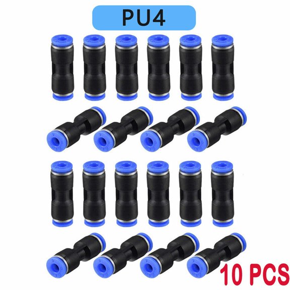 10x 5/32(4mm) OD Tube Pneumatic Straight Union Push To Connect Air Fittings