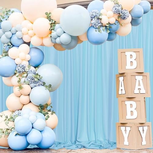 10x 8 Baby Blue Backdrop Curtain for Baby Shower Parties Rod Pocket Light Blue Curtains Backdrop Drapes Fabric Decoration for Birthday Party Photography 5ft x 10ft,2 Panels
