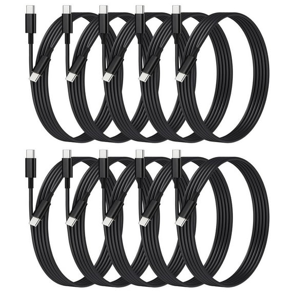 10 Pack Afflux USB-C to USB-C PD Fast Charger OEM Charging Cable Compatible with iPhone 16 /15 Pro Max Plus / Samsung Galaxy S25 S24 S23 S22 Ultra / iPad Pro / Universal for all Type-C (3ft, Black)