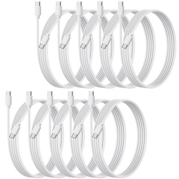 10 Pack Afflux USB-C to USB-C PD Fast Charger OEM Charging Cable Compatible with iPhone 16 /15 Pro Max Plus / Samsung Galaxy S25 S24 S23 S22 Ultra / iPad Pro / Universal for all Type-C (3ft, White)