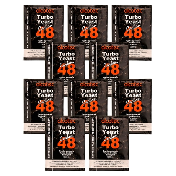 10x Alcotec Carbon 48 Turbo Yeast with Activated Carbon