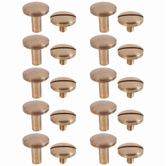 10x Arc Solid Brass Button Stud Screw Nail Screw back Leather Rivet Belt 8mm