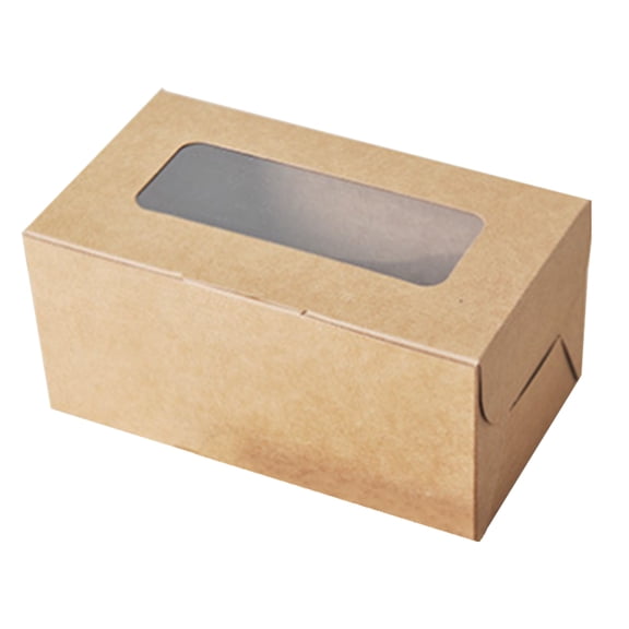 10x Bakery Boxes with Window, Brown Kraft Paper Cake Box Cookie Boxes Package