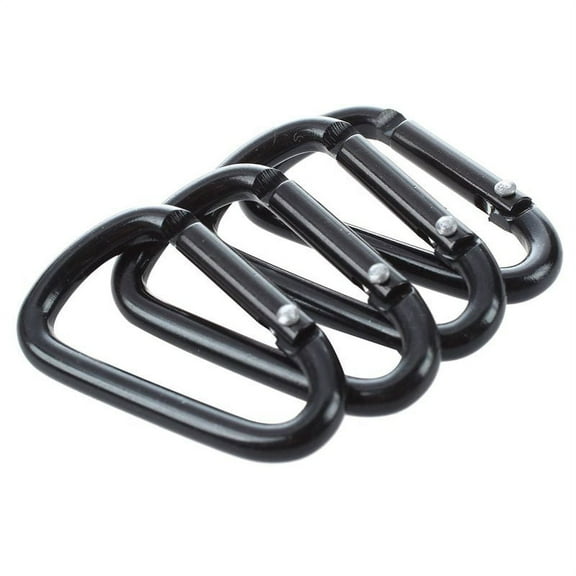 10x Black Carabiners Push Spring Snap Clip Hook Keychain Key D-Ring Hiking Small