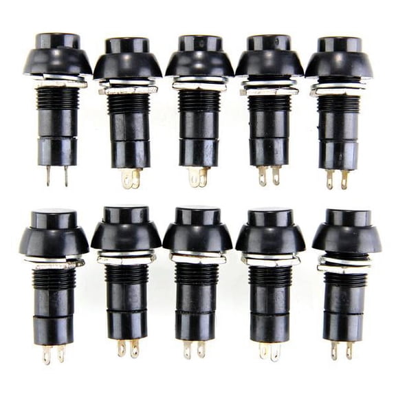 10x Black Round Push Button Switch Momentary Reset 12V Car Horn Bolt 3A/250V AC