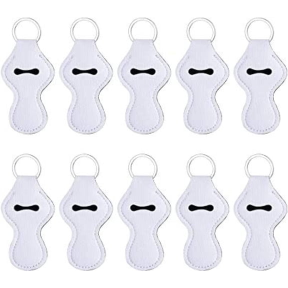 10x Blank Chapstick Sleeve Key Holder, White Sublimation Ready Chapstick Holders, Sublimation Key Ring, Neoprene Sublimation Lip Balm Holder