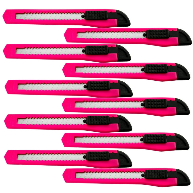 10x Bulk Small Neon Pink Utility Knife Box Cutters Snap Off Blade 9mm Blade