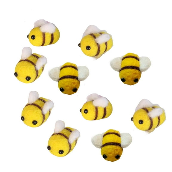 10x Bumble Bee Ornament Wool Felt bees wool Felting Felt Craft Set Mini crafts bees DIY Crafts for Hair Rope Nursery Baby Hat