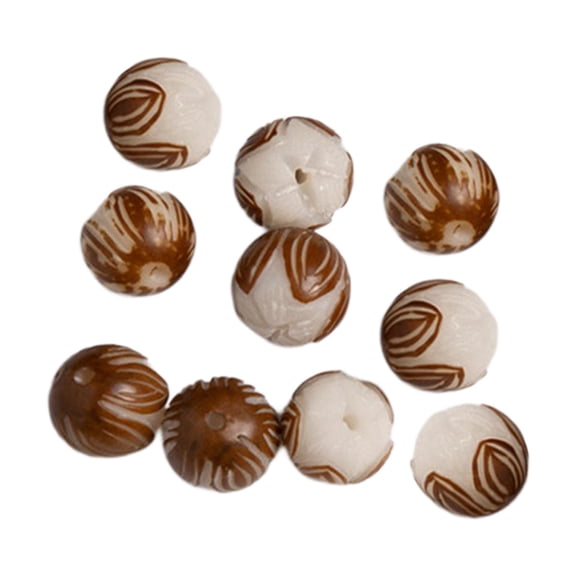 10x Carved Beads for Jewelry Making Wood Beads Antique Tibetan Wooden DIY Loose Beads Carved Charms for Farmhouse Bangle Earring Handicrafts 1.2cm