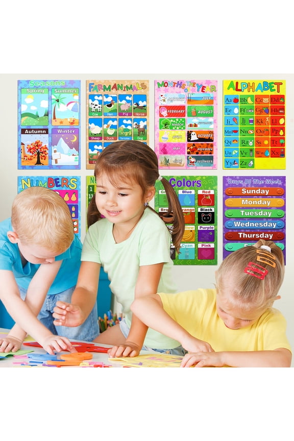 10x Colorful Educational Poster for Preschool Kids Classroom Learning Wall Chart