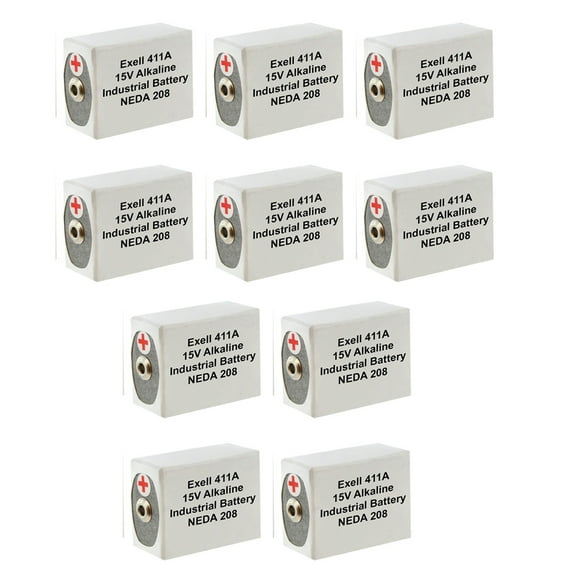 10x Exell 411A Alkaline 15V Battery Compatible with NEDA 208, 10F20, BLR121