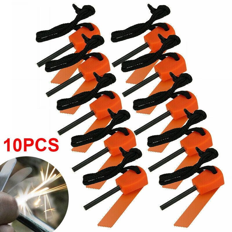 10x Fire Starter Flint Steel Striker Survival Kit Ferro Rod Outdoor Camping Tool