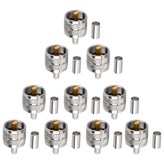 10x Ham Radio UHF PL-259 Male Connector Reliable Signal Transfer, Teflon Insulator, Ground Transmission System
