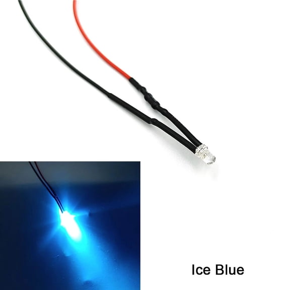 10x Ice Blue Small LED Light Single Bulb Wire 5V-12V DC Round top individual 3mm