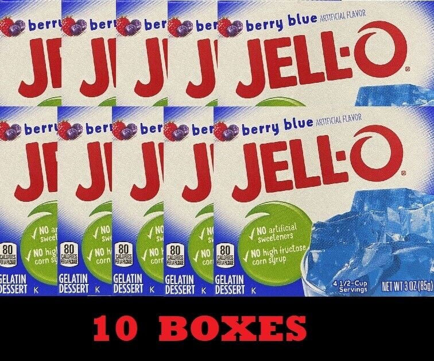10x Jello BERRY BLUE Gelatin Dessert 3 oz Box JellO 10 BOXES BULK
