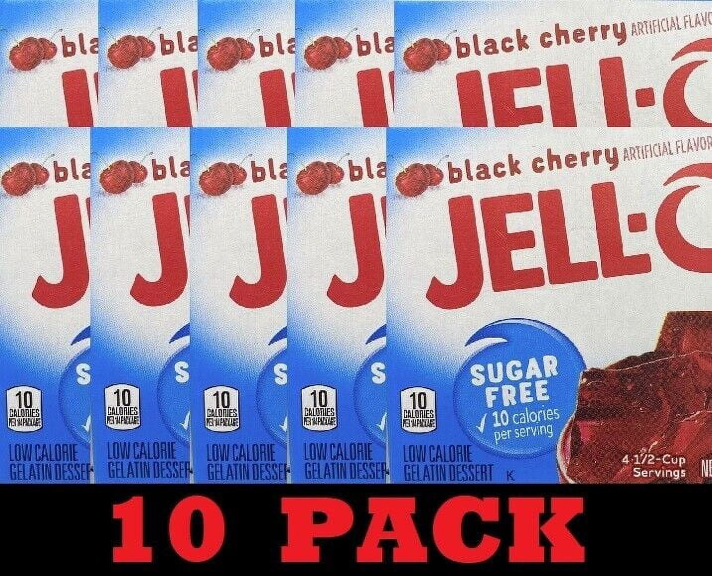10x Jello BLACK CHERRY SUGAR FREE Gelatin Dessert 0.3 oz Box JellO