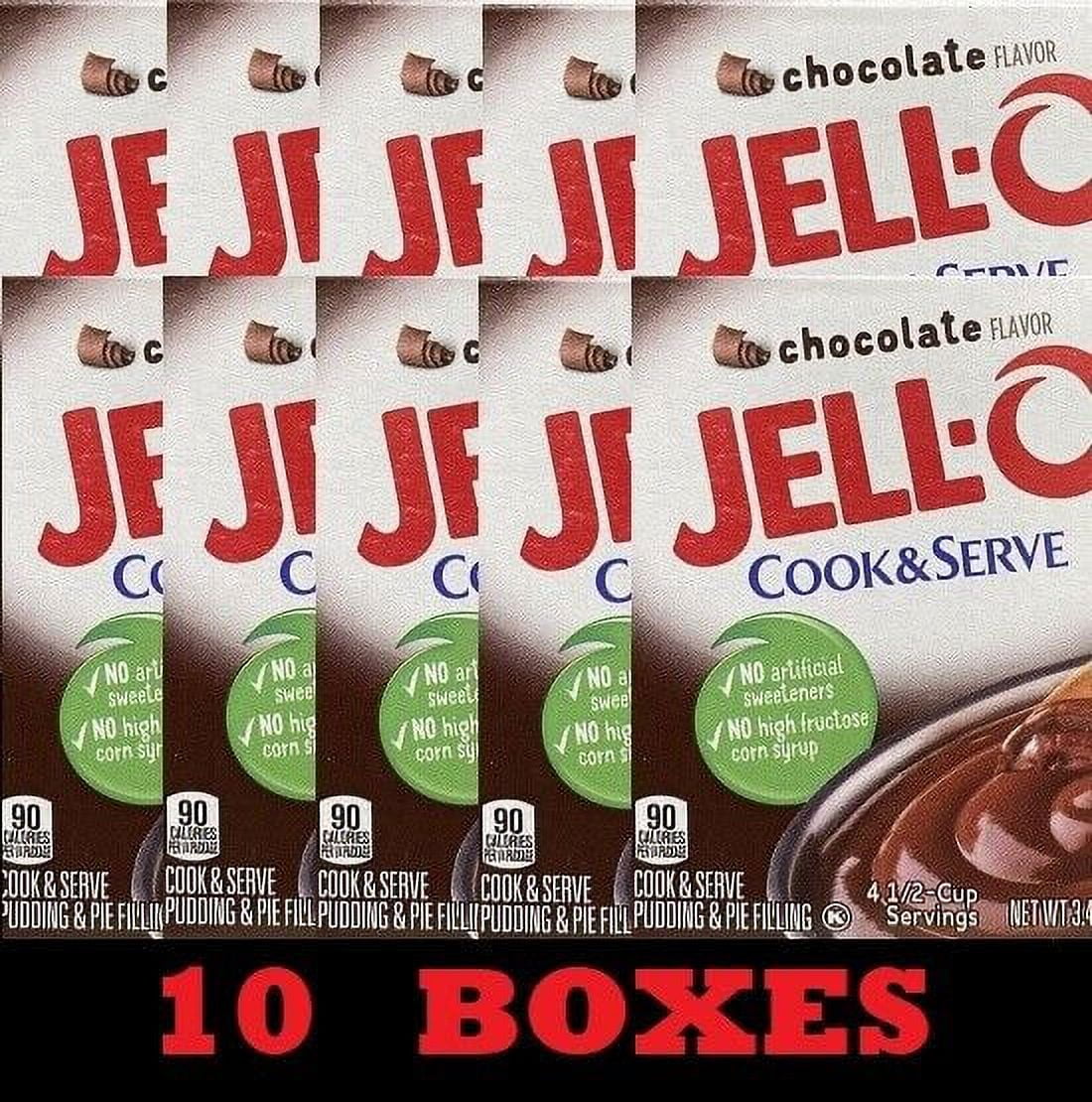 Instant Pudding Box 10x Jello Cook & Serve CHOCOLATE Instant Pudding & Pie Filling 3.4oz 10 ...