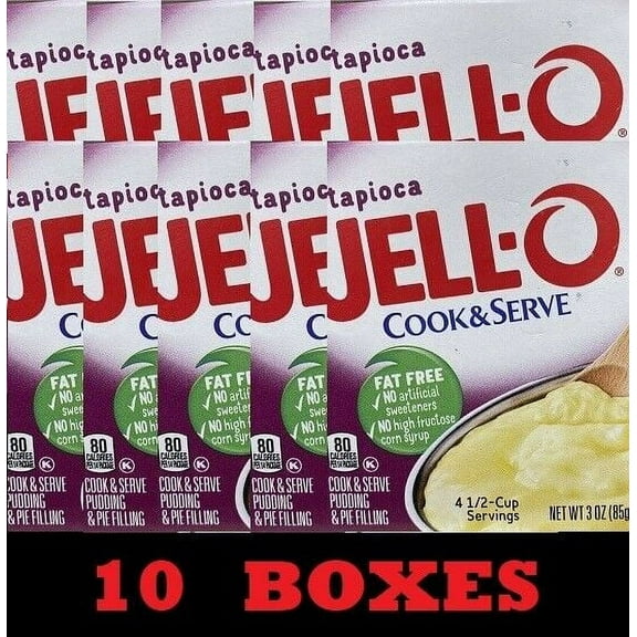 10x Jello Cook & Serve TAPIOCA Pudding & Pie Filling Mix 3 oz - 10 BOXES