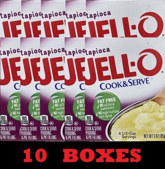 10x Jello Cook & Serve TAPIOCA Pudding & Pie Filling Mix 3 oz 10