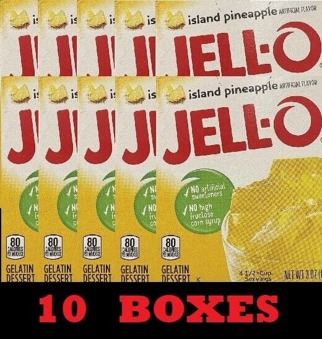 10x Jello ISLAND PINEAPPLE Gelatin Dessert 3 oz Box JellO 10 BOXES