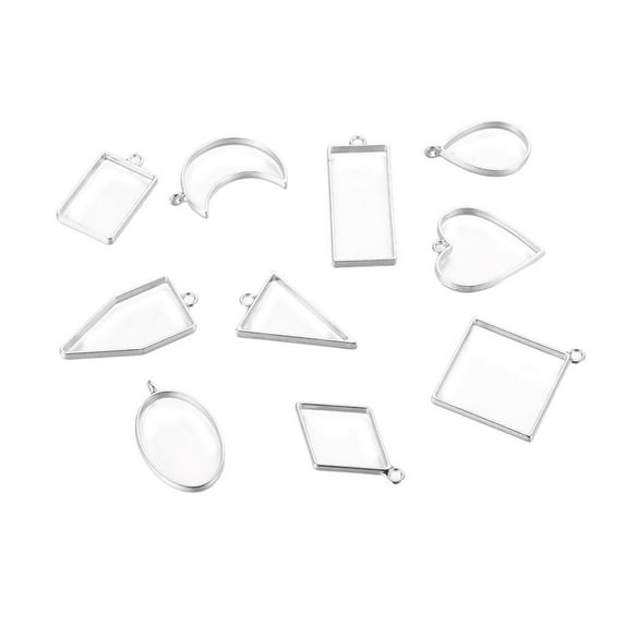 10x Jewelry Making -Blank Bezel Base Geometric Charms Pendants Settings