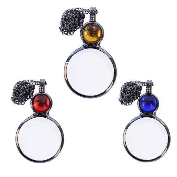 10x Magnifier Pendant Necklace - Multifunctional Daily Wear Jewelry, Practical for Reading Small Text, Ideal Gift for Mother’s Day & Birthdays(Orange+Red+Blu)