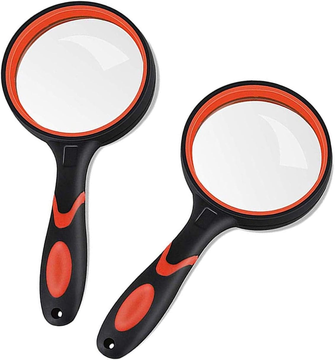 10x Magnifying Glass Handheld Reading Magnifier Real Lens with Non Slip  Orange 2 Pcs 