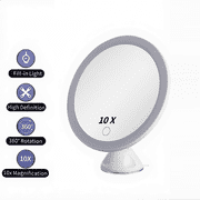 COWIN 10x Magnifying Lighted Makeup Mirror with 360° Rotation, Touch Sensor Control, Natural Daylight LED Light, Powerful Locking Suction Cup