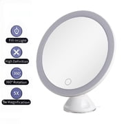 Cowin 5x Magnifying Lighted Makeup Mirror with 360° Rotation, Touch Sensor Control, Natural Daylight LED Light, Powerful Locking Suction Cup