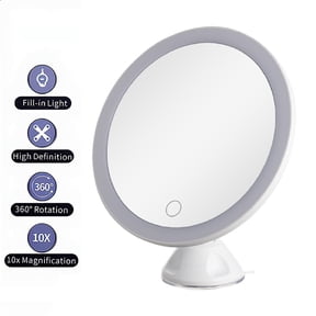 COWIN 10x Magnifying Lighted Makeup Mirror with 360° Rotation, Touch Sensor Control, Natural Daylight LED Light, Powerful Locking Suction Cup