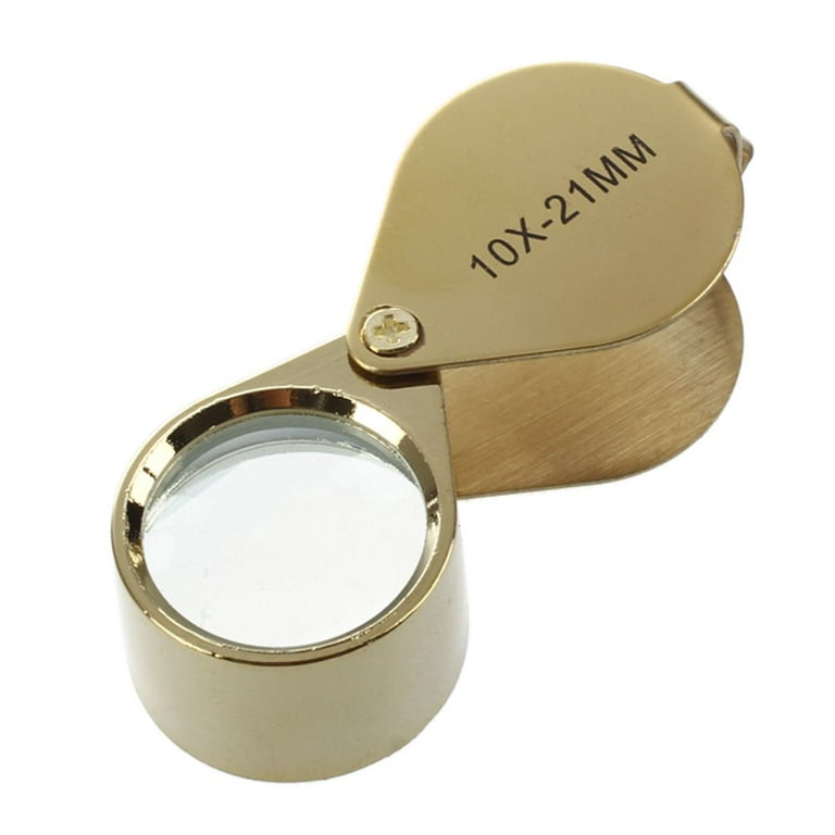 10x Magnifying Magnifier Glass Jewellers Eye Foldable Jewelry Loop  Loupe(Golden) 