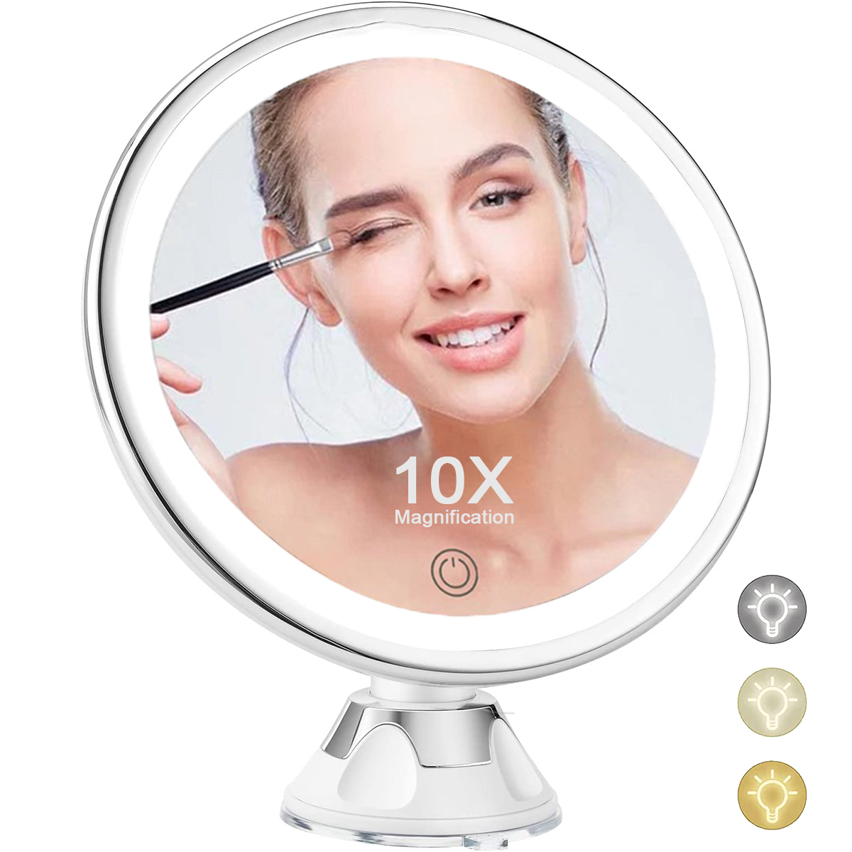 10x Magnifying Makeup Mirror, with 3 Color Lighting LED Lights and