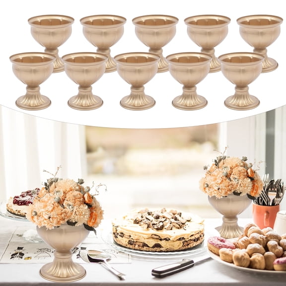 10x Metal Urn Planter Wedding Centerpieces Vase Party Desktop Flower Vase Stand Decor, Gold