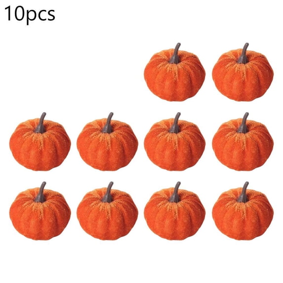 10x Mini Velvet Pumpkins, 5cm Foam Fall Decor for Thanksgiving ...