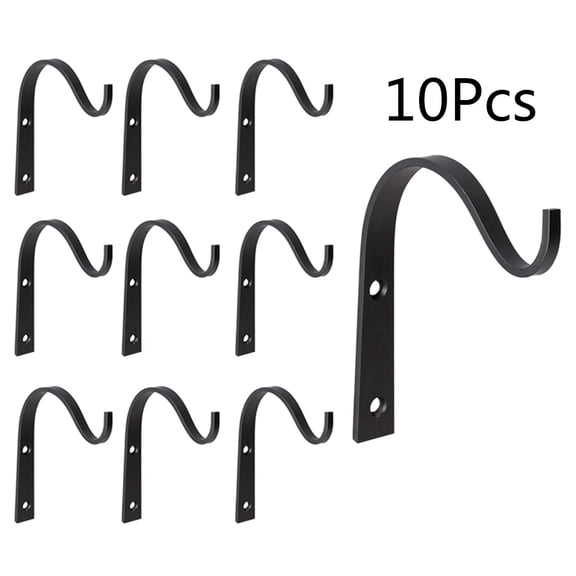 10x Multi-use Black Crochet Iron Hanger Wall Hooks Wall Mounted Bracket Hook for Small Planters Windchimes Birds Feeders