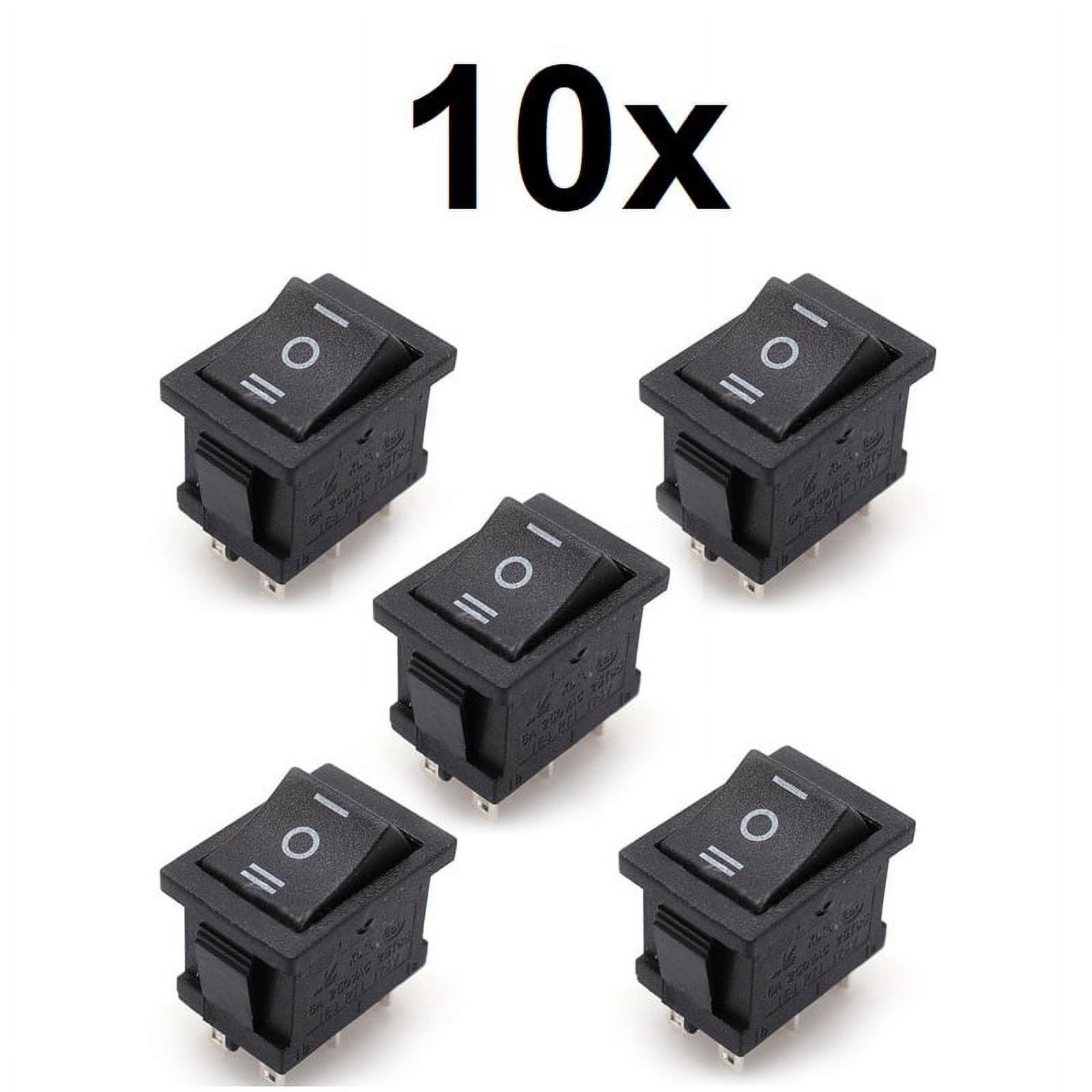 10x ON/OFF/ON 6-Pin DPDT 3-Pos Car/Boat Rocker Switch 12V DC AC 6A/250V ...